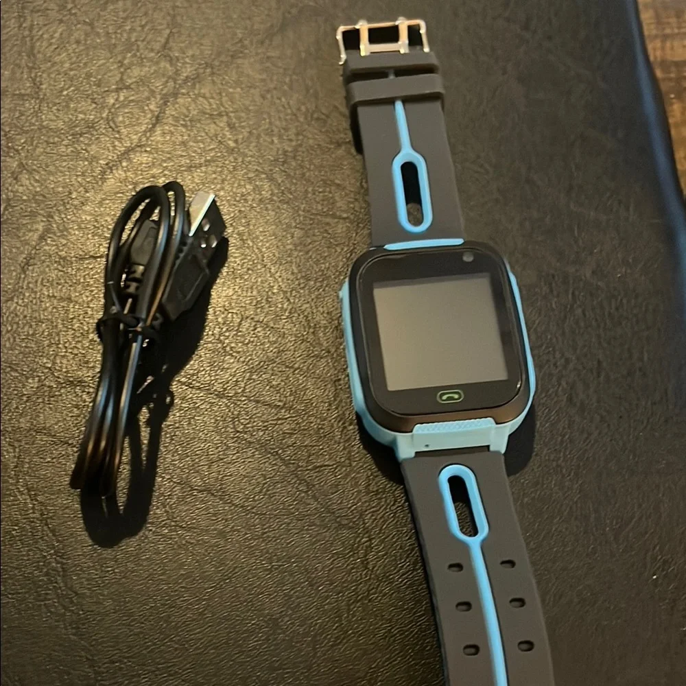 Smart Wearable Blue and Black Watch